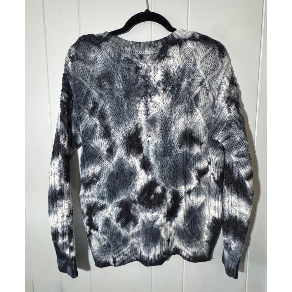PILCRO ANTHROPOLOGIE Tie Dye Cable Knit V Neck Sweater‎ XS Oversized Hi Low Cozy - Picture 8 of 9